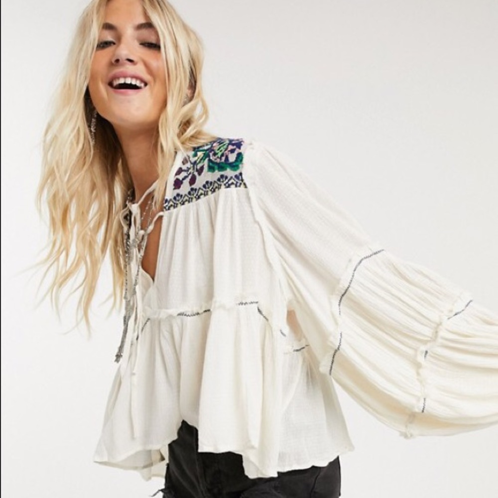 Free people in vivid color top